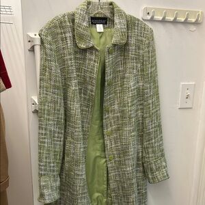 Dialogue Green Tweed Women's Trench Coat